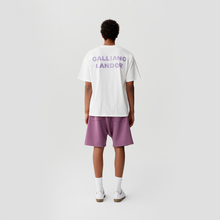 Load image into Gallery viewer, White Purple Rhinestone Logo T-shirt