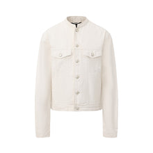Load image into Gallery viewer, White Waxed Denim Stand Collar Jacket