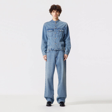 Load image into Gallery viewer, Light Blue Pearl Wash Denim Long-Sleeve Zhongshan Jacket