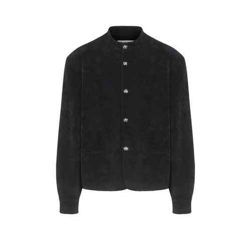 Black Corduroy Chinese Tunic Suit