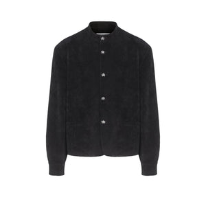 Black Corduroy Chinese Tunic Suit