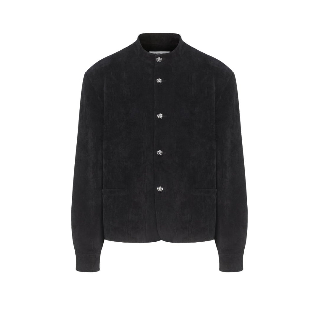 Black Corduroy Chinese Tunic Suit