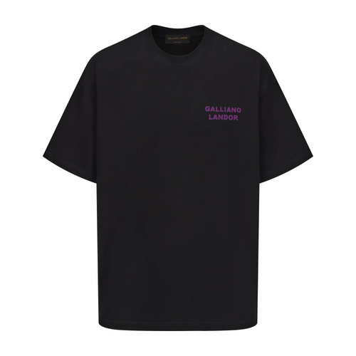 Black Purple Rhinestone Logo T-shirt