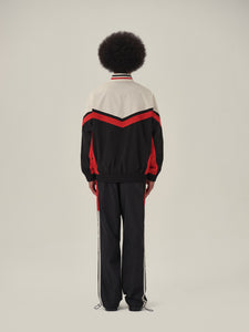 Cream White Black and Red Patchwork School Uniform Jacket