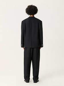 Black Tencel Linen Casual Suit