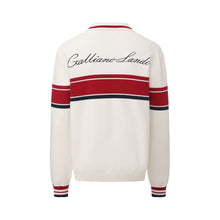 Load image into Gallery viewer, Cloud Dance White Red Blue Stripe Knit Polo Sweatshirt