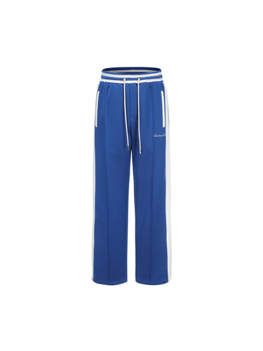 Navy Blue Retro Patchwork School Uniform Sweatpants