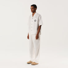 Load image into Gallery viewer, Cream White Waxed Finish Silk-Linen Short-Sleeve Shirt