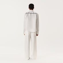 Load image into Gallery viewer, Cream White Waxed Finish Silk-Linen Panel Long-Sleeve Shirt