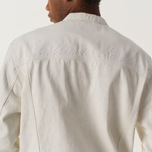 Load image into Gallery viewer, White Waxed Denim Stand Collar Jacket