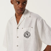 Load image into Gallery viewer, Cream White Waxed Finish Silk-Linen Short-Sleeve Shirt