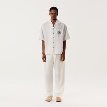 Load image into Gallery viewer, Cream White Waxed Finish Silk-Linen Short-Sleeve Shirt