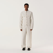 Load image into Gallery viewer, White Waxed Denim Stand Collar Jacket