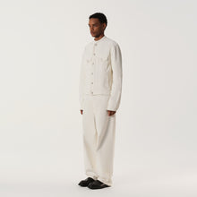 Load image into Gallery viewer, White Waxed Denim Stand Collar Jacket