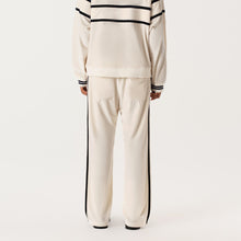 Load image into Gallery viewer, Cream White and Blue Velvet Panel Pants