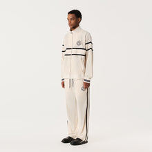 Load image into Gallery viewer, Cream White and Blue Velvet Panel Zip-Up Jacket