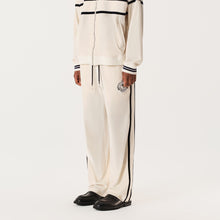 Load image into Gallery viewer, Cream White and Blue Velvet Panel Pants