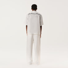 Load image into Gallery viewer, Cream White Waxed Finish Silk-Linen Short-Sleeve Shirt