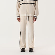 Load image into Gallery viewer, Cream White and Blue Velvet Panel Pants