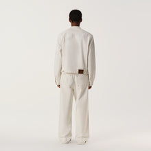 Load image into Gallery viewer, White Waxed Denim Stand Collar Jacket