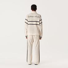 Load image into Gallery viewer, Cream White and Blue Velvet Panel Zip-Up Jacket