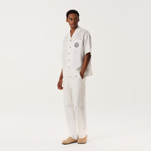 Load image into Gallery viewer, Cream White Waxed Finish Silk-Linen Short-Sleeve Shirt