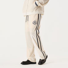 Load image into Gallery viewer, Cream White and Blue Velvet Panel Pants