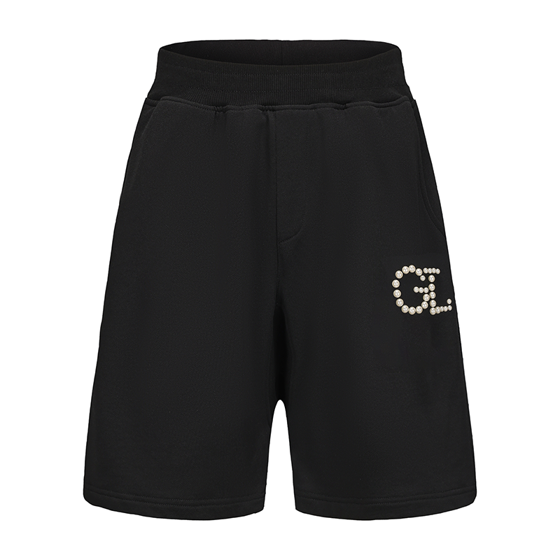 Black White Pearl Logo Shorts
