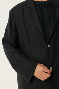 Black Tencel Linen Casual Suit