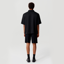 Load image into Gallery viewer, Black Acetic Acid Linen Short Sleeve Tang Suit