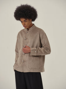 Desert Brown Suede Tang Suit Cardigan Jacket