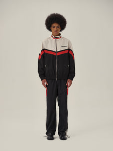 Cream White Black and Red Patchwork School Sweatpants