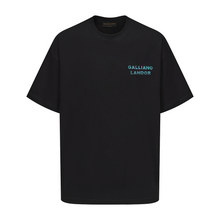 Load image into Gallery viewer, Black Blue Rhinestone Logo T-shirt