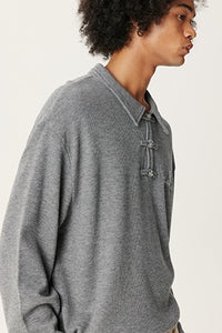 Grey Wool Polo Shirt