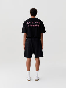 Black Pink Rhinestone Logo Shorts