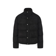 Load image into Gallery viewer, Black Suede Zip Puffer Down Jacket