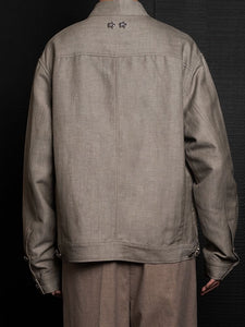 Olive Green Wool Linen Chinese Tunic Suit