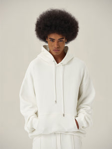 Cream White Casual Patchwork Hoodie