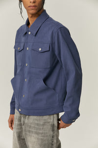 Midnight Blue Suede Fabric Jacket