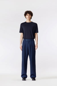 Navy Blue Wool Suit Pants