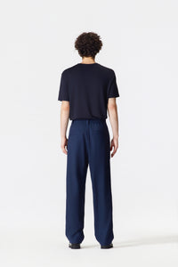 Navy Blue Wool Suit Pants