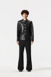 Black Sheep Leather Chinese Tunic Suit