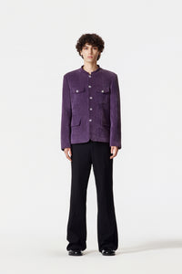 Violet Corduroy Chinese Tunic Suit