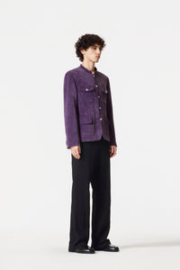 Violet Corduroy Chinese Tunic Suit
