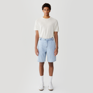 Light Blue Silk Denim Shorts