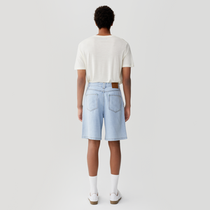 Light Blue Silk Denim Shorts
