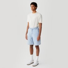 Load image into Gallery viewer, Light Blue Silk Denim Shorts