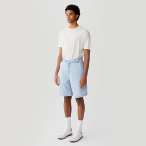 Light Blue Silk Denim Shorts