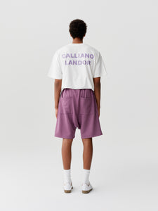 Purple Pink Rhinestone Logo Shorts