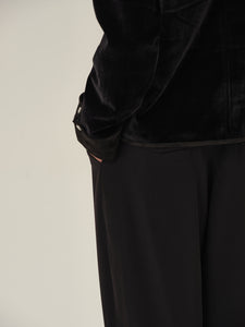 Black Wide-Leg Casual Trousers
